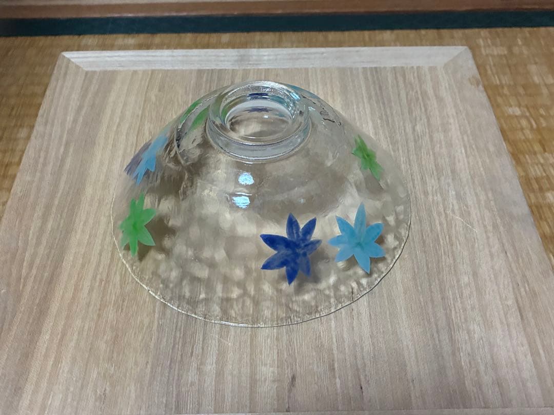 義山 紅葉 平茶碗 セール中 水崎長寿 ガラス ギヤマン 共箱 銘あり