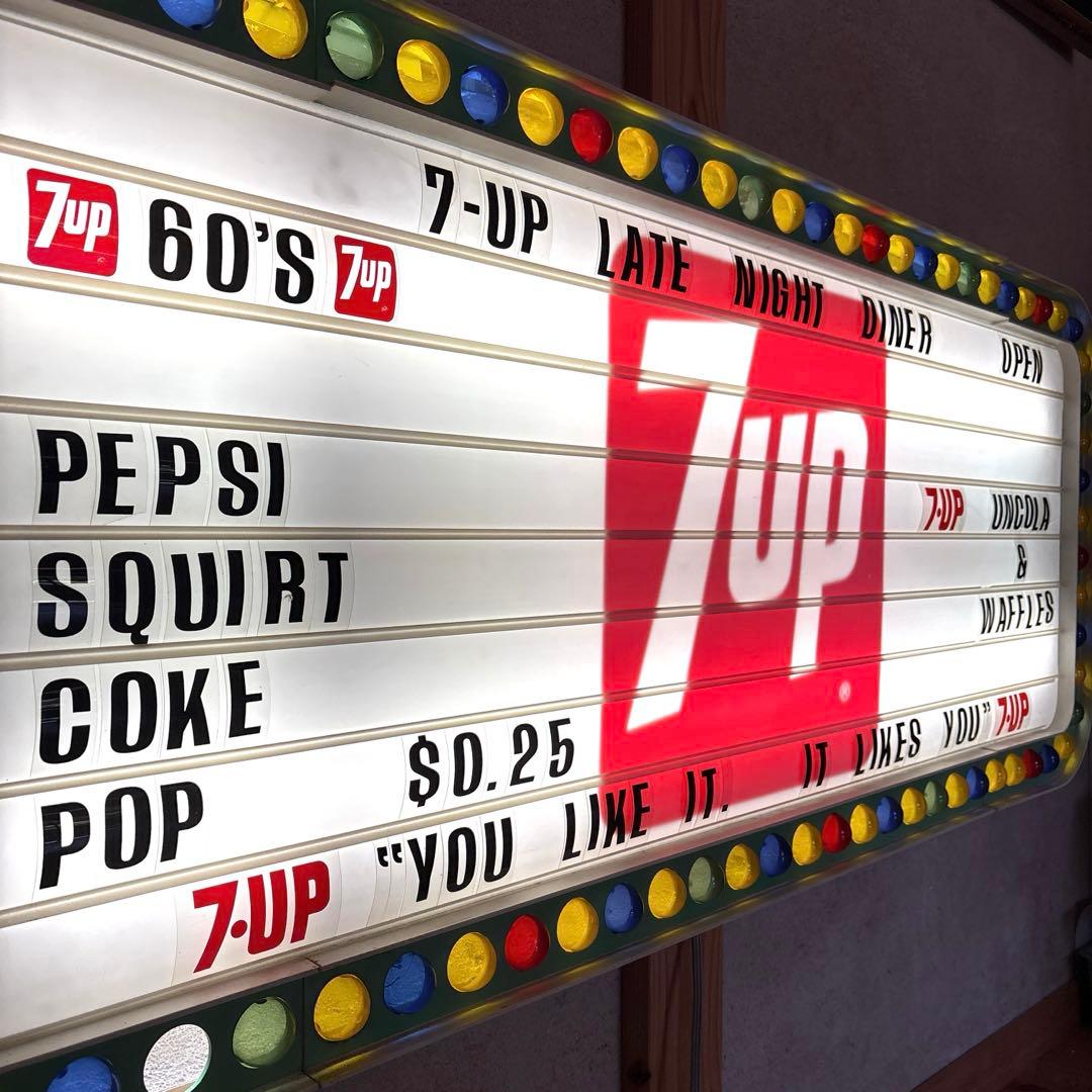 宝物！ 60s 70s セブンアップ メニューボード 看板 ネオンサイン 7up