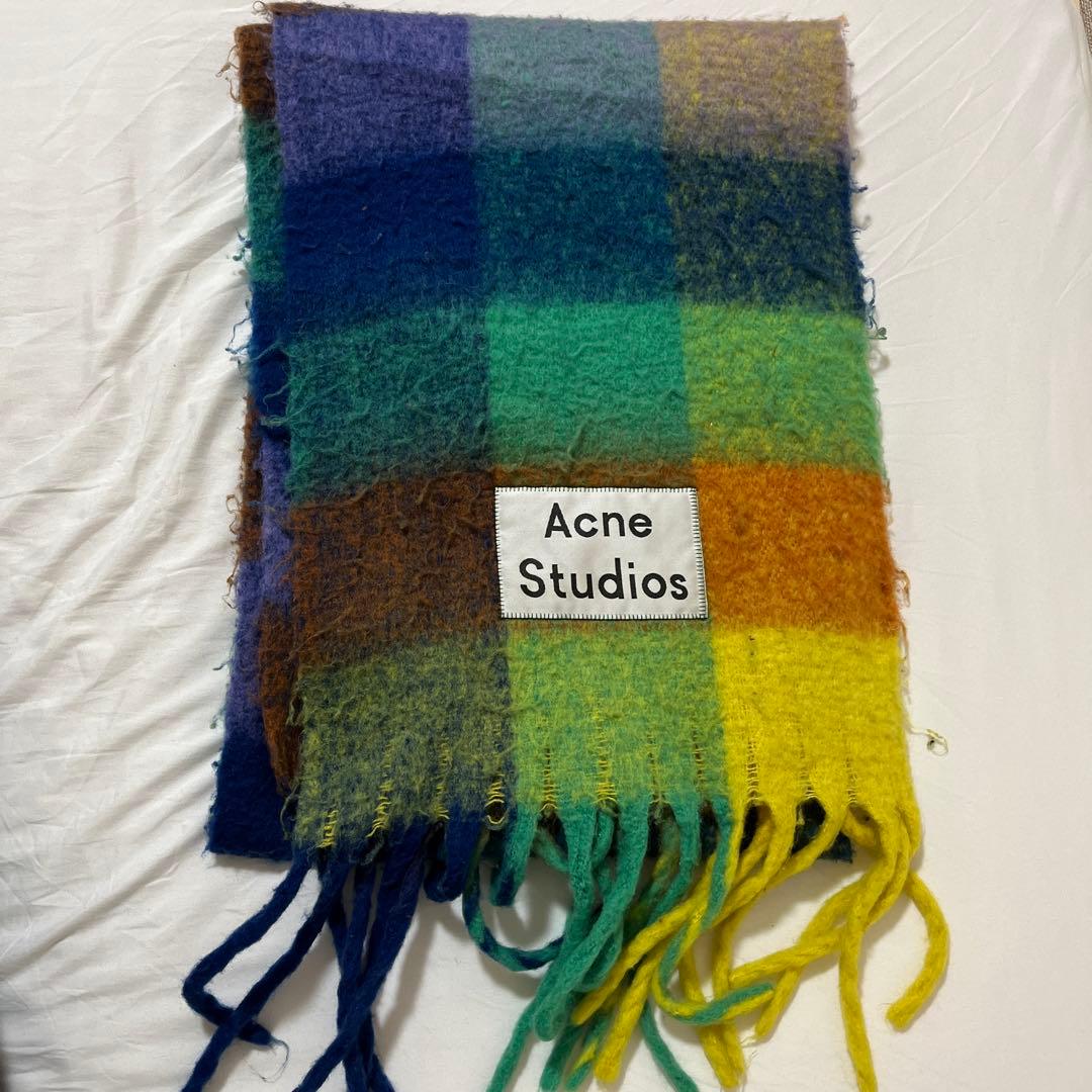Acne Studios マルチカラーチェックマフラー - メルカリ