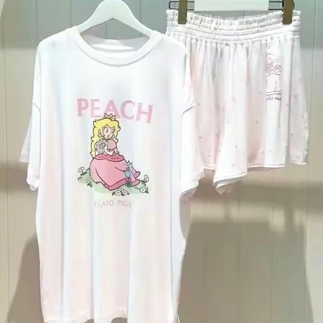ジェラートピケ＊ピーチ姫 パジャマ ズボン イラスト