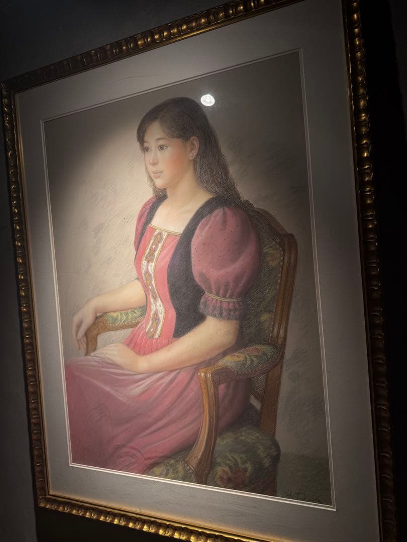 徳田宏行【美人画】肉筆パステル画　直筆サインあり