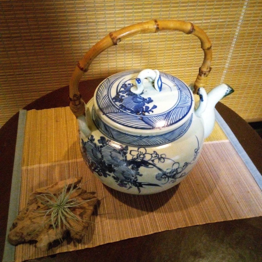 骨董品　時代物　アンティーク　土瓶　染付け　インテリア　置物　雑貨　古道具 A10333 唐物 染付 古作 土瓶