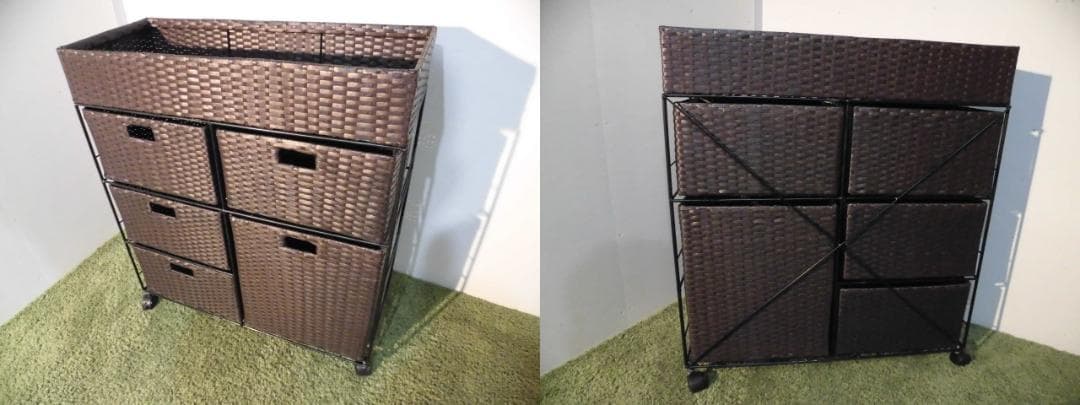 アウトレット【送料無料・新品】ラタン風★サニタリー★ワイドランドリーチェスト