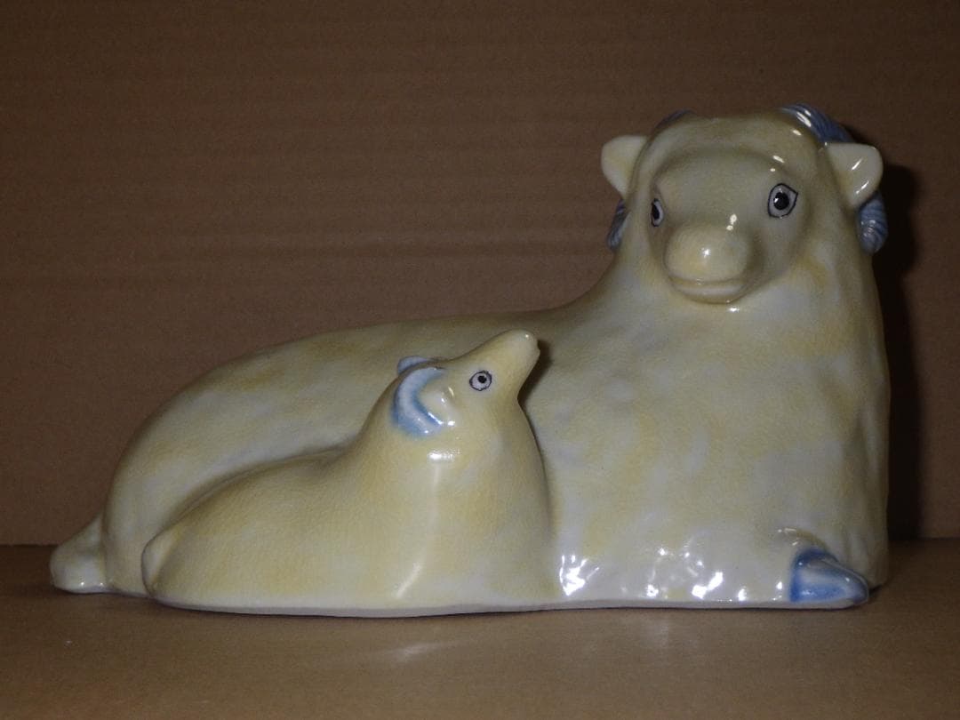 新品 浅倉五十吉 九谷焼 慕情 未 羊 ひつじ 共箱 陶製置物 フィギュリン