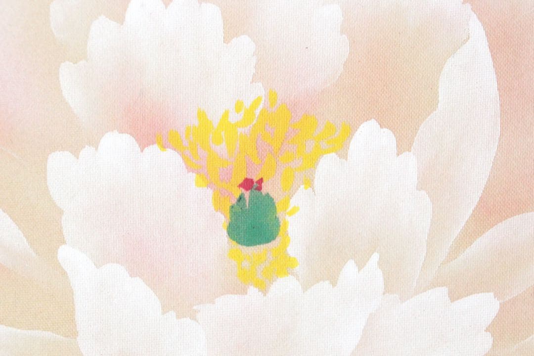 No5207 掛軸 稲垣伯堂 牡丹図 着色絹本 日本画 古画 古美術 送料