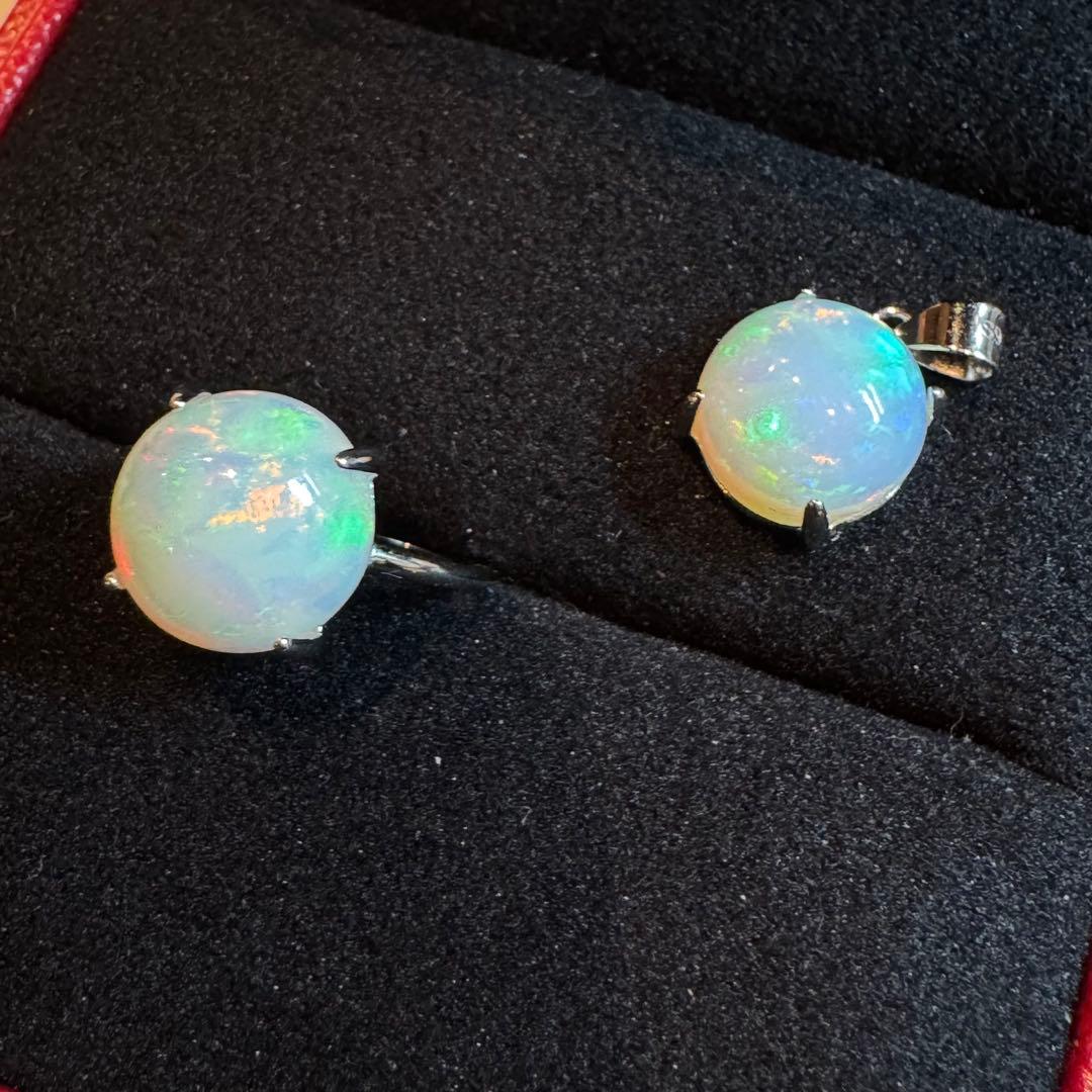 天然石エチオピアオパール リング＆ペンダントトップSilver925 88