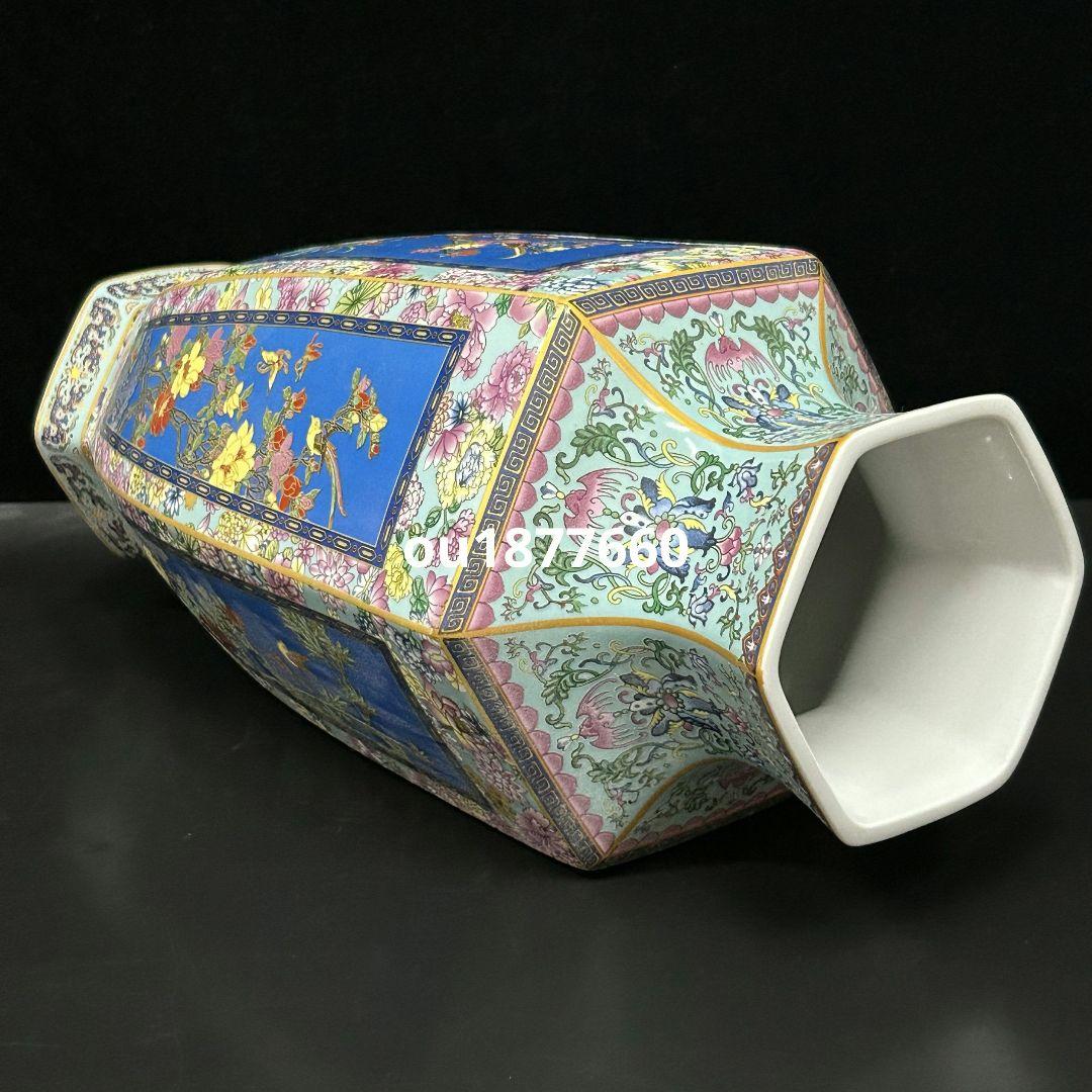 梅蘭竹菊六方瓶 景徳鎮 陶磁器 装飾品 現代工芸品 美術