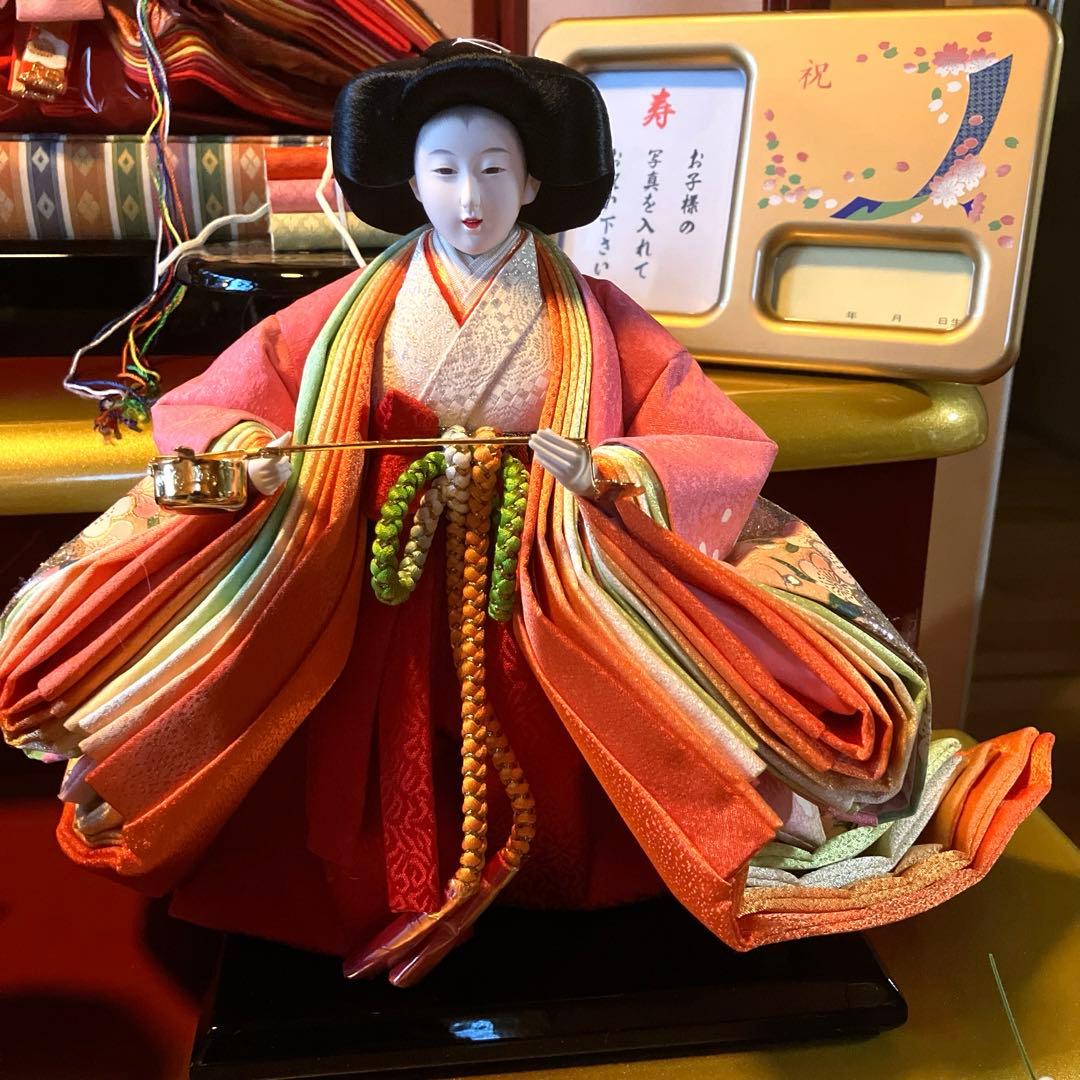 御京雛①平安春峰作　雛人形　三段飾り　お雛様　京都西陣織り　ひな人形3段　桜刺繍