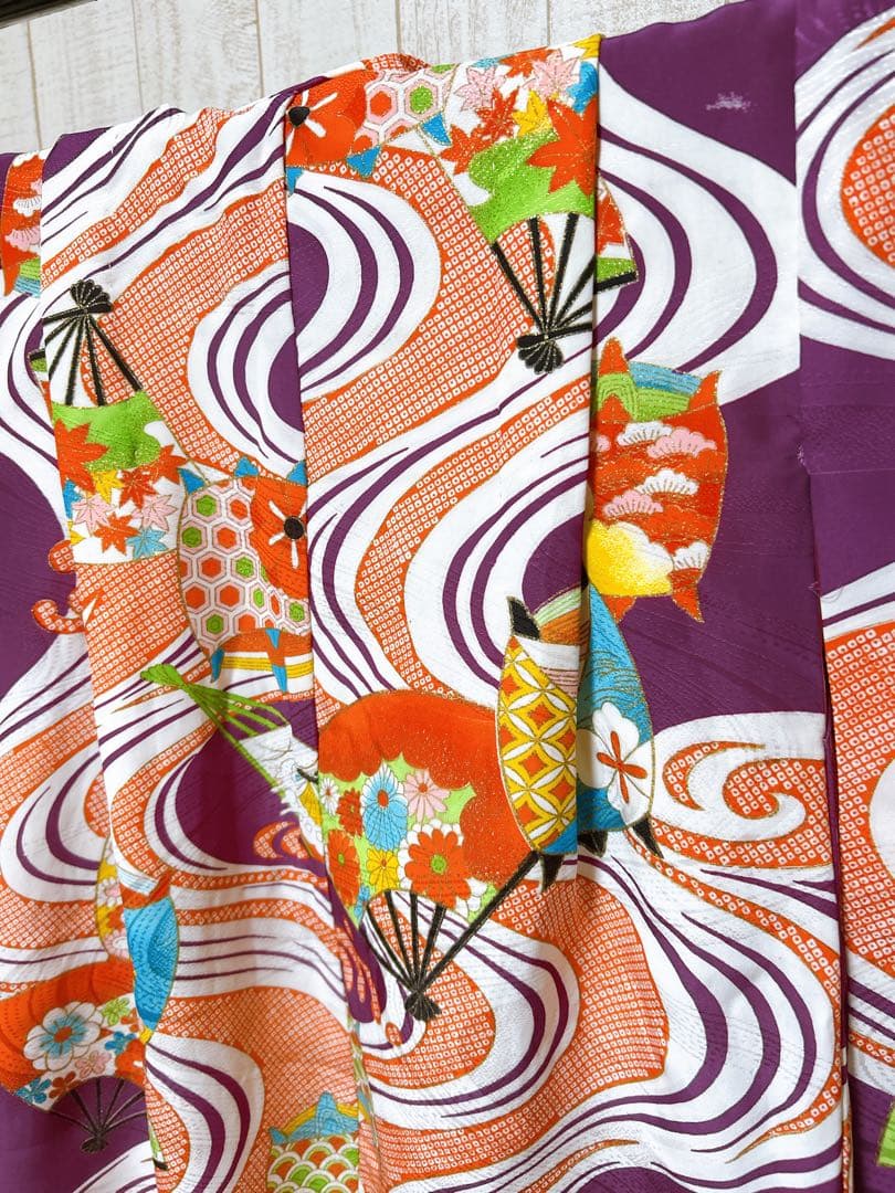 レトロ着物♡七五三　7歳　女の子　フルセット　一式　紫系