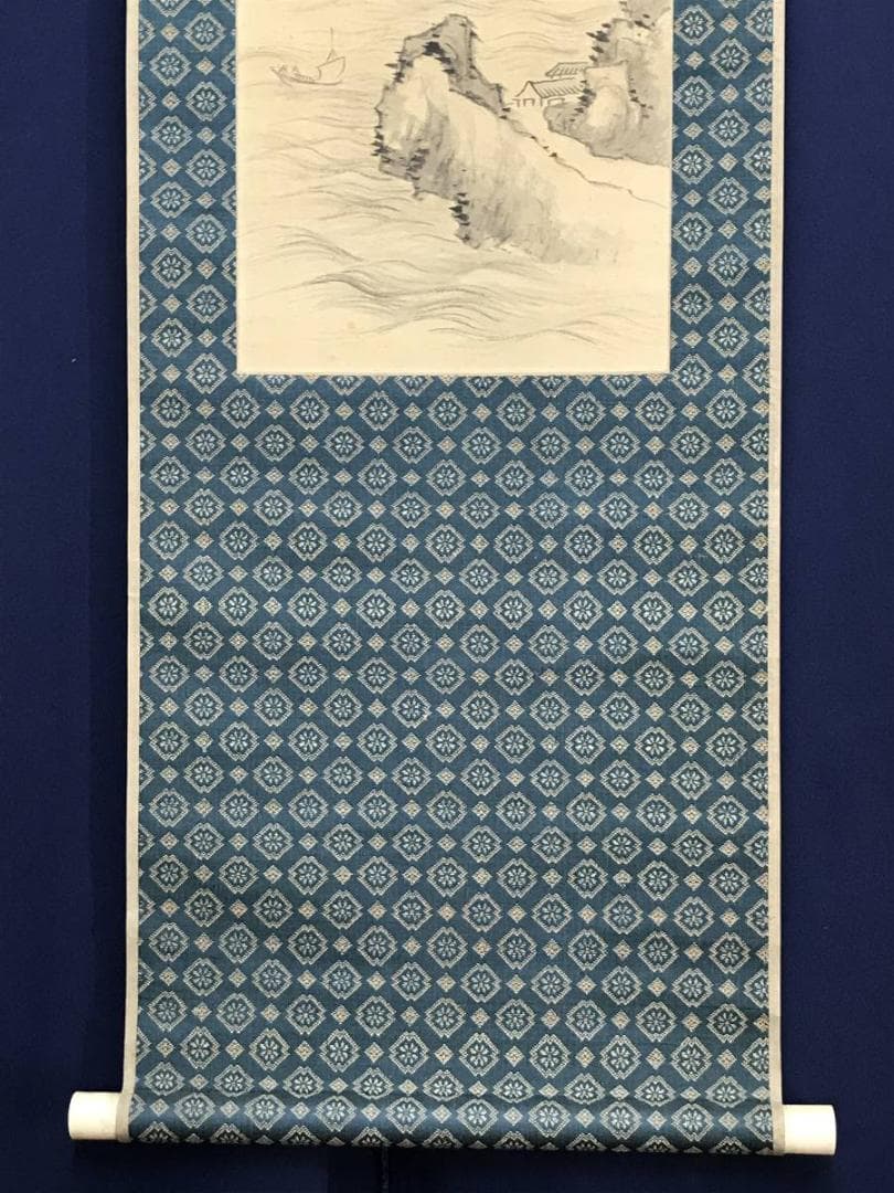 【真作】日根対山/山水図/小品/掛軸/名家伝来/AD-151