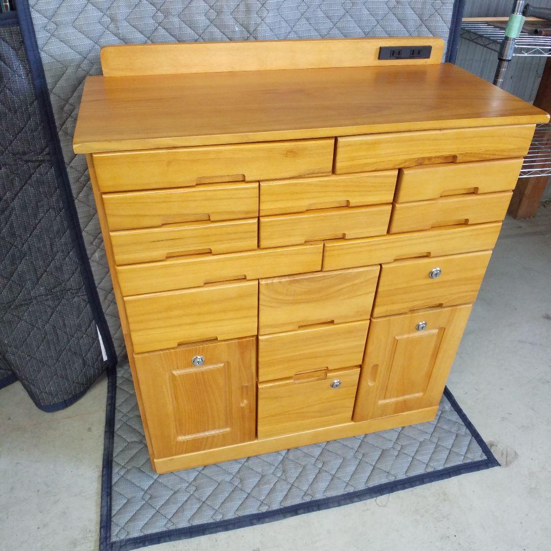 桐製マルチラック収納家具 15引出し+2扉収納 桐製 引き出しいっぱいマルチラック ハイチェスト 収納棚【直送可能