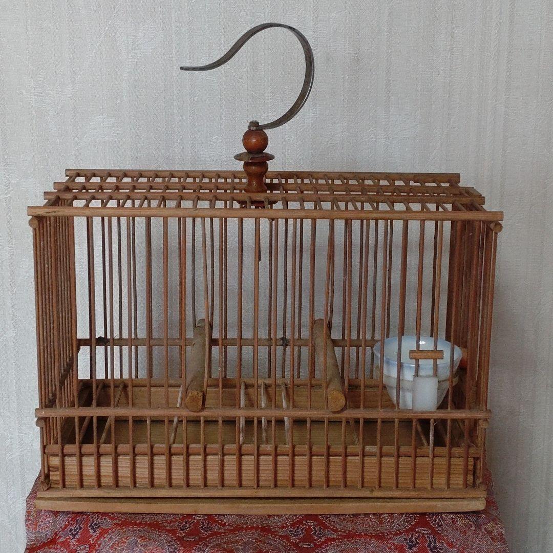 レトロな鳥籠 木製 竹 - メルカリ