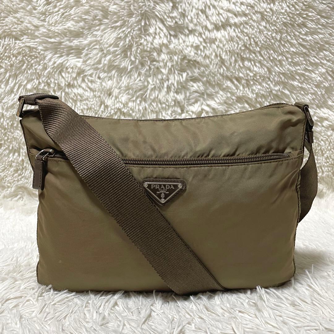 【良品】PRADA プラダ　カメラバッグ　ショルダーバッグ　ナイロン　カーキ