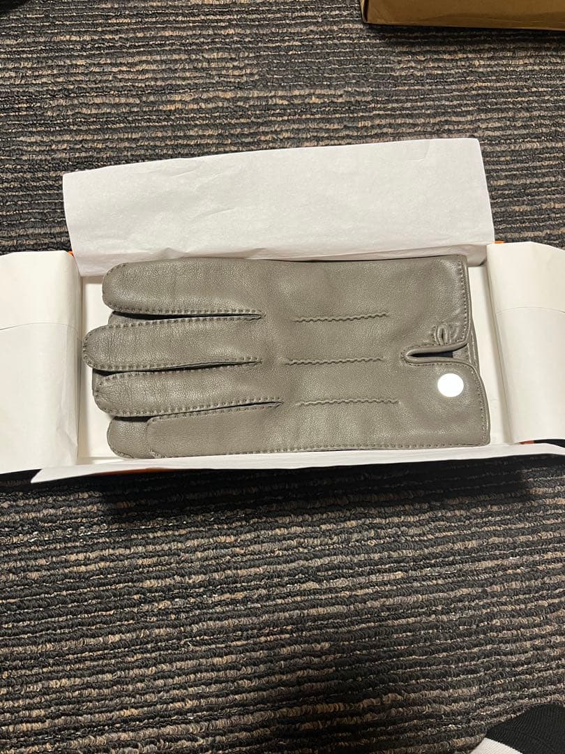 HERMES グレー レザー手袋 サイズ9