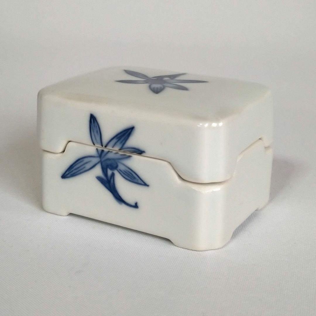 煎茶道 染付 巾合 平安白鳳作 茶巾入 蘭