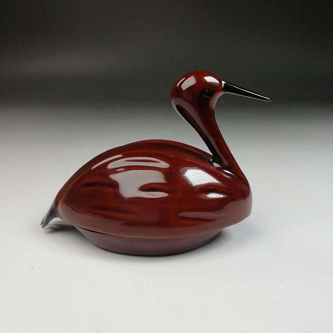 W13 香合 『輪島乾漆造り 鶴香合 壱』『塗師 川岸充雅 造』 共箱 茶道具