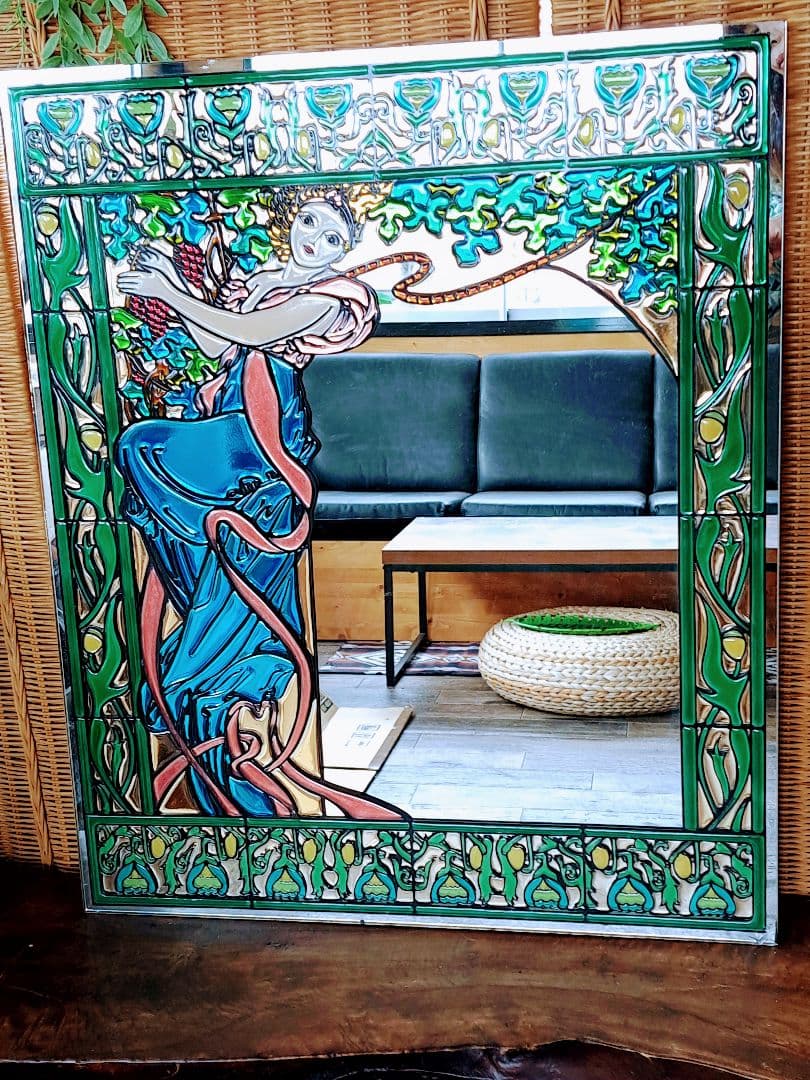 ☆特大ステンドグラス風　鏡☆ ☆特大ステンドグラス風 鏡☆ ステンドグラスの鏡(ステンドミラー)の