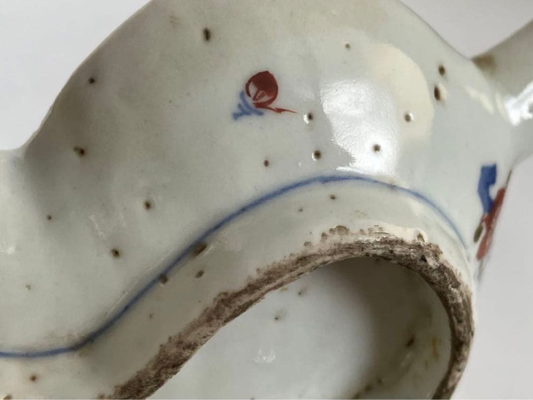 2 骨董 アンティーク 色絵古九谷 色絵山水文瓢形向付 変形皿 古