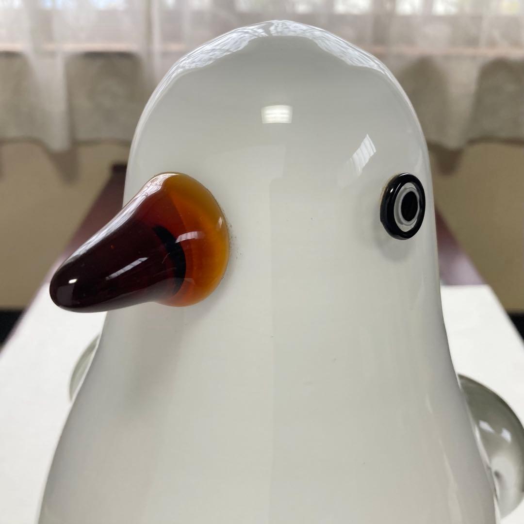 岩津ガラス ペンギン 置物 オブジェ ランプシェード スタンド 工芸品
