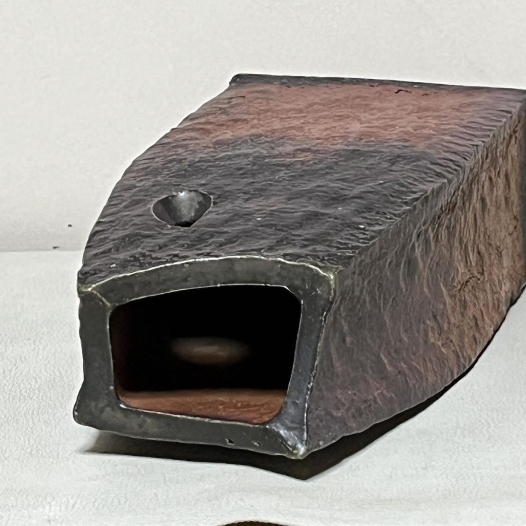 木村素静 備前焼 花入 共箱 茶道具 【k3414】