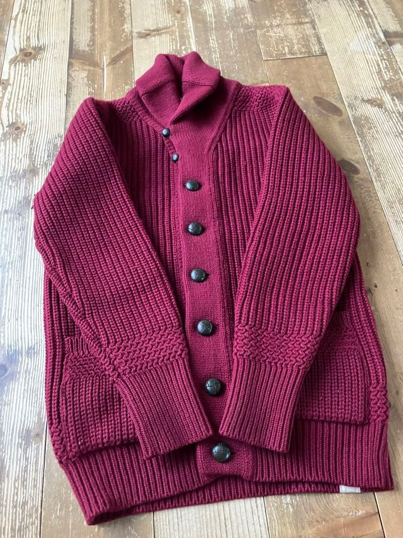 BONCOURA ボンクラ 長袖ショールニット ガウンニット ワイン色 36