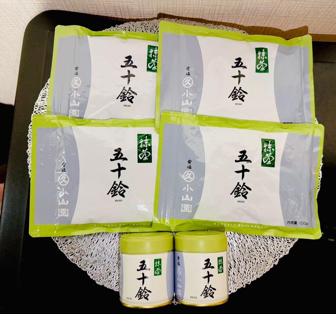 【新品・未開封】丸久小山園 抹茶「五十鈴」100g袋×4・30g缶×2 抹茶 宇治 丸久小山園 五十鈴 100g 袋詰（いすず） 薄茶 茶道 京都府産