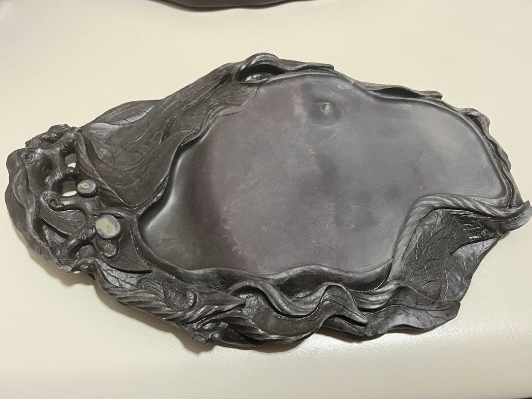 端渓硯　石眼　特大31-66 硯 端渓硯 老抗 天然硯 石眼 5.6吋 一品物 美術品 インテリア suzu1418