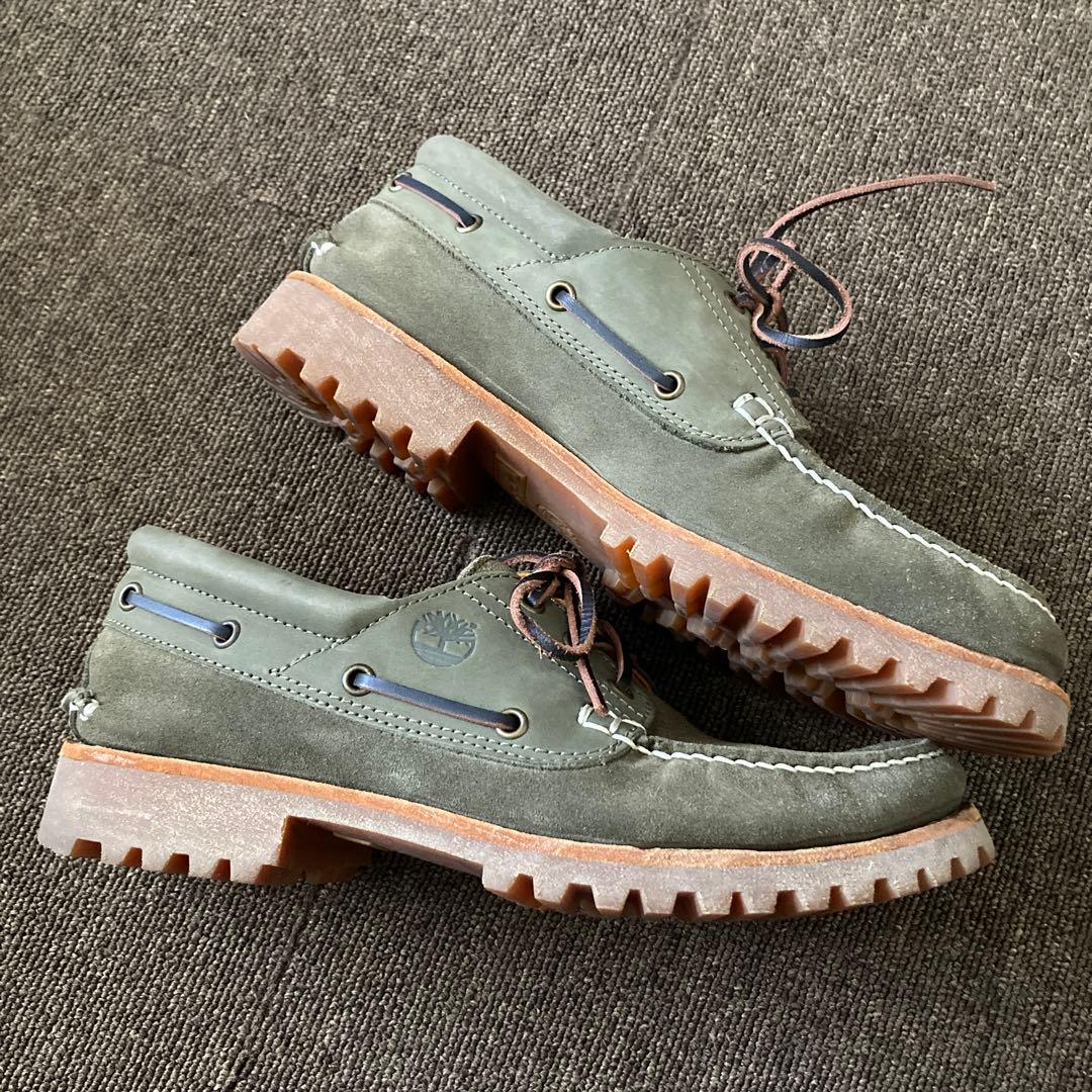 ティンバーランド　スエード 3eye カーキ　デッキシューズ　モカシン