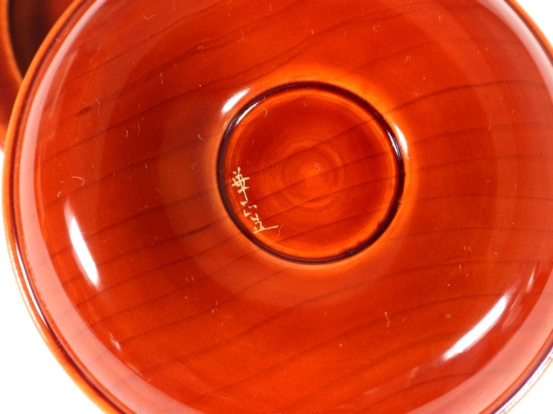 蒔絵師 吉田華正 作 鳴子雀 蒔絵 香合 春慶塗 螺鈿 香道具 茶道具 共箱