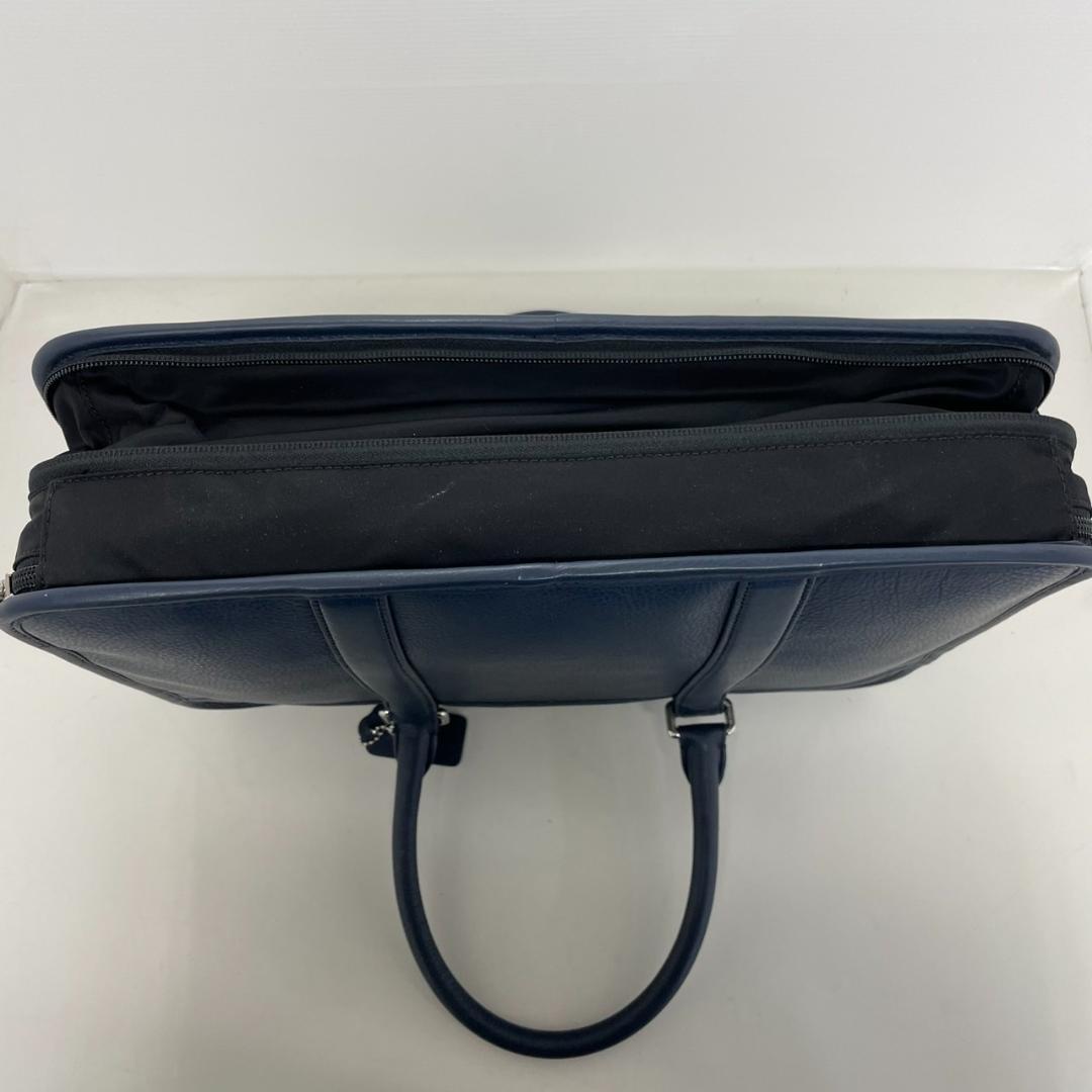 771694/COACH レザーブリーフバッグ 牛革 ネイビー メンズ