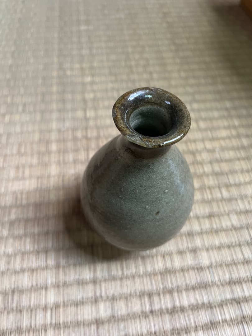 益子焼人間国宝　濱田庄司　縁黒酒器　共箱付き　※補修あり