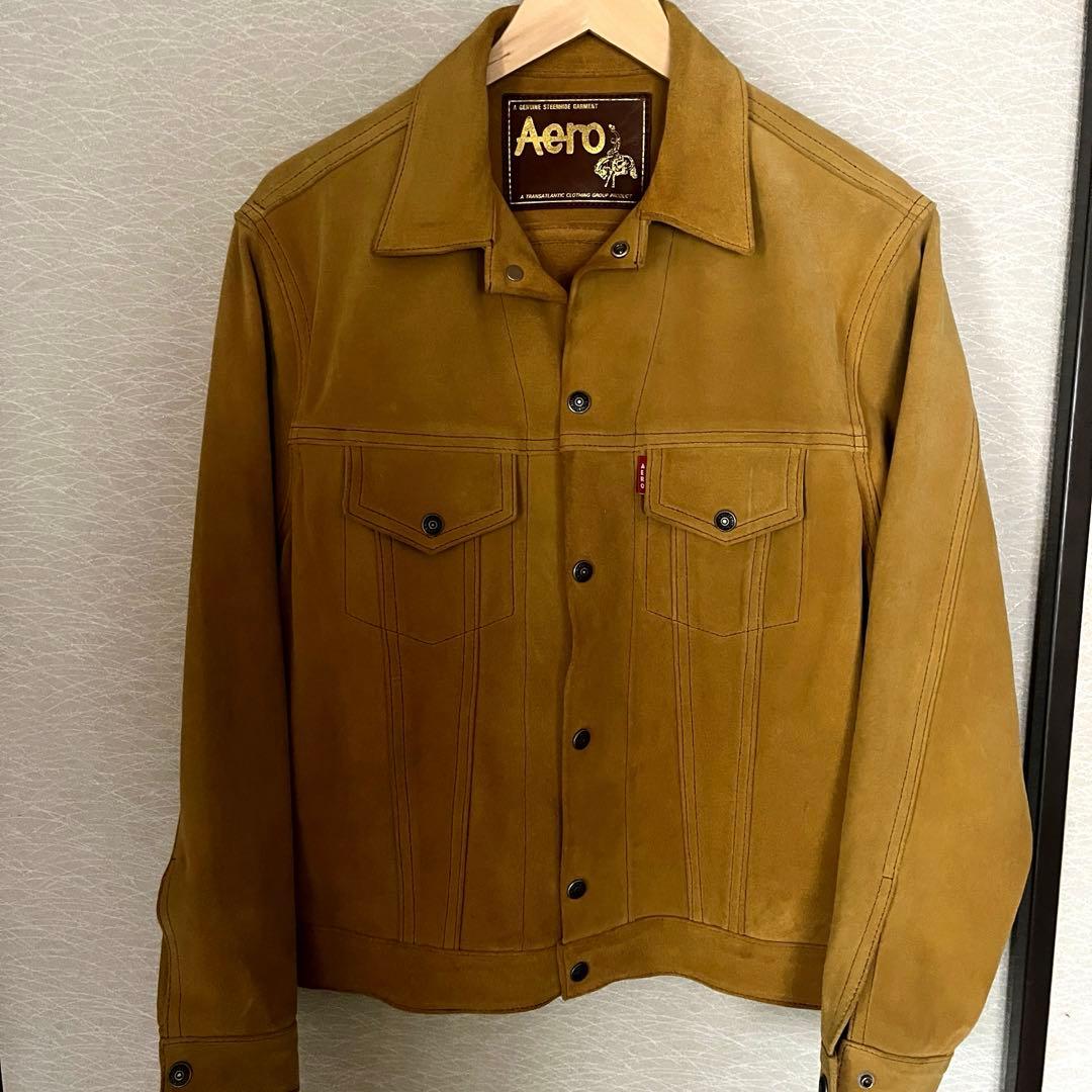 希少サイズ40】AERO LEATHER スエード トラッカージャケット L