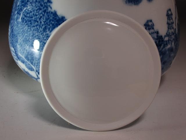 ☆ 加藤藤城 染付近江八景絵水指 久田流十二代尋牛斎の花押がござい