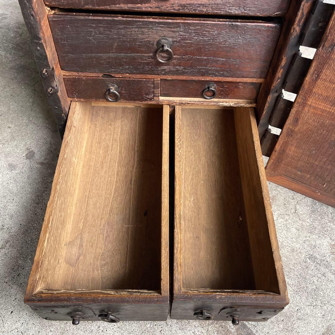 骨董 時代箪笥 船箪笥 銭箱 帳場箪笥 欅製 江戸期 古家具 古道具