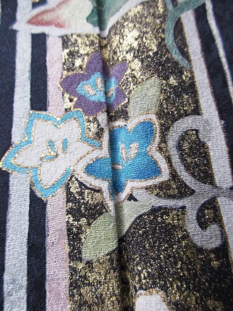 新品同様！アールデコ柄＊手描き＊濃いネイビー＊高級＊訪問着