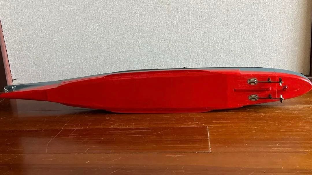 美品　木製模型　艦船　ミズーリ　スタンド付き