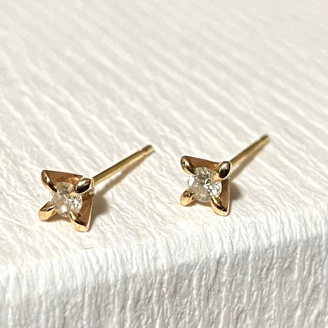 【美品】クロチェ　cloche　ダイヤピアス　K18 楽天市場】ダイヤモンド ピアス プラチナ K18 フラワー 0.3カラット 両