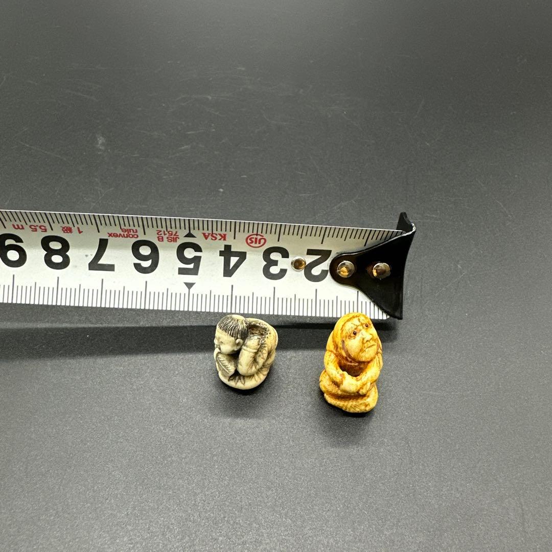 緒締 緒締玉 2点 だるま 天然材質 骨董古美術