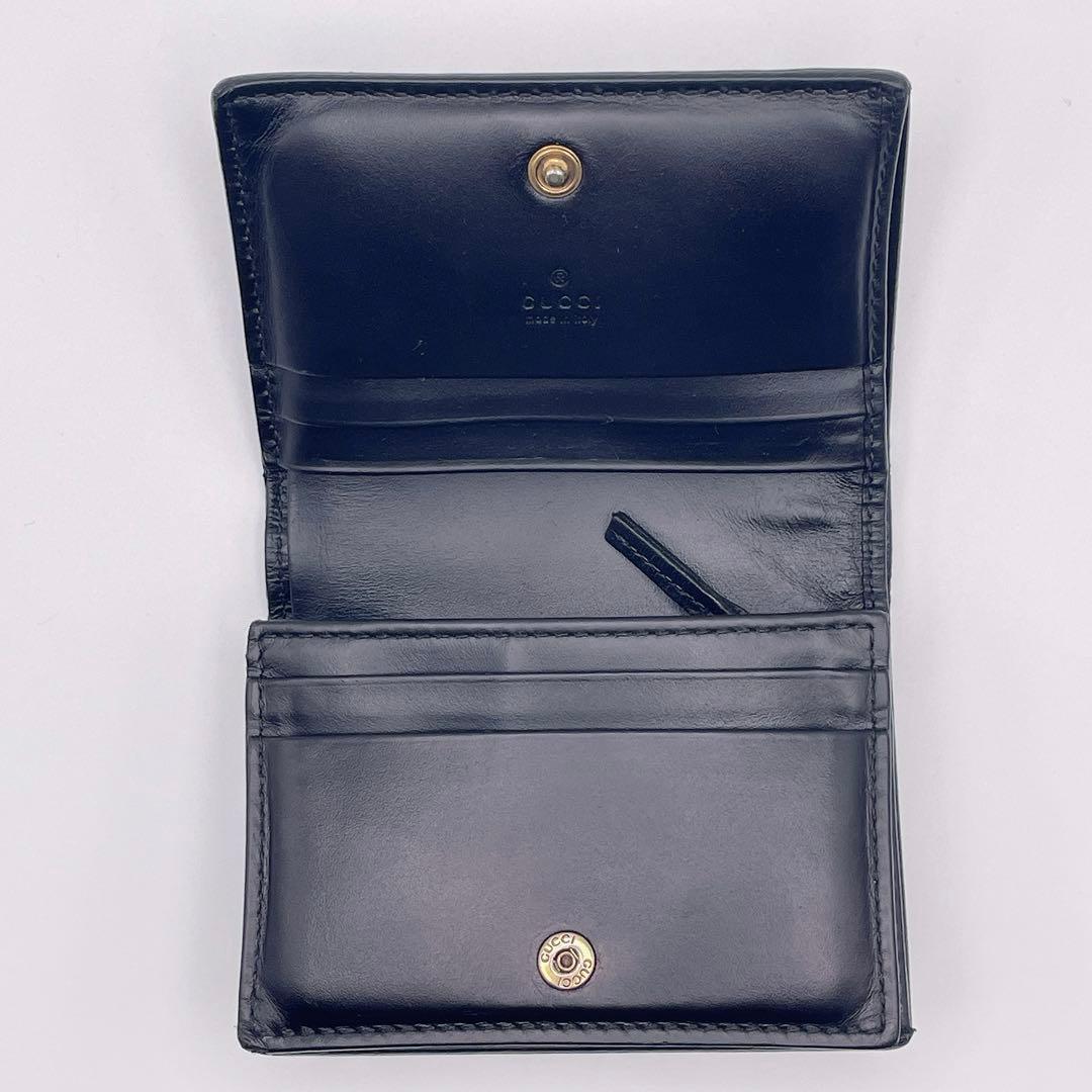 グッチ 財布 リネアキャット GG柄 シマ レザー 猫 黒 ミニ 二つ折り