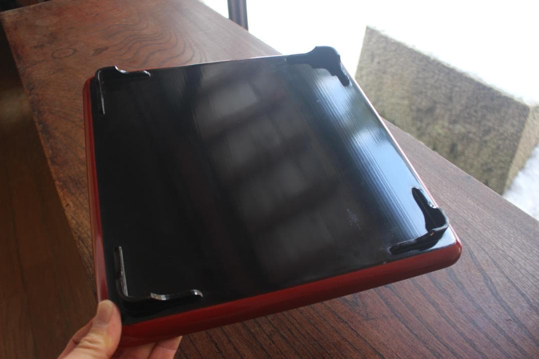 デッドストック！時代朱漆に優美な松蒔絵の映える小ぶり膳（検輪島塗お膳お盆懐石盆