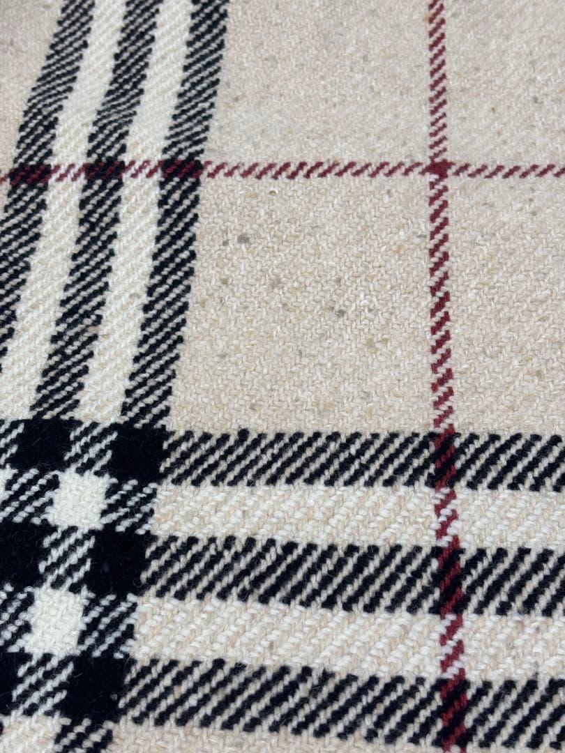 バーバリー ツイード　メガチェック　ミモレ丈　台形 膝下 ベージュ ウール